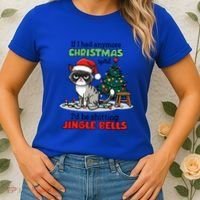 Grumpy Christmas Cat Christmas Jingle Bells Holiday Gift Women's T-Shirt thumb 2
