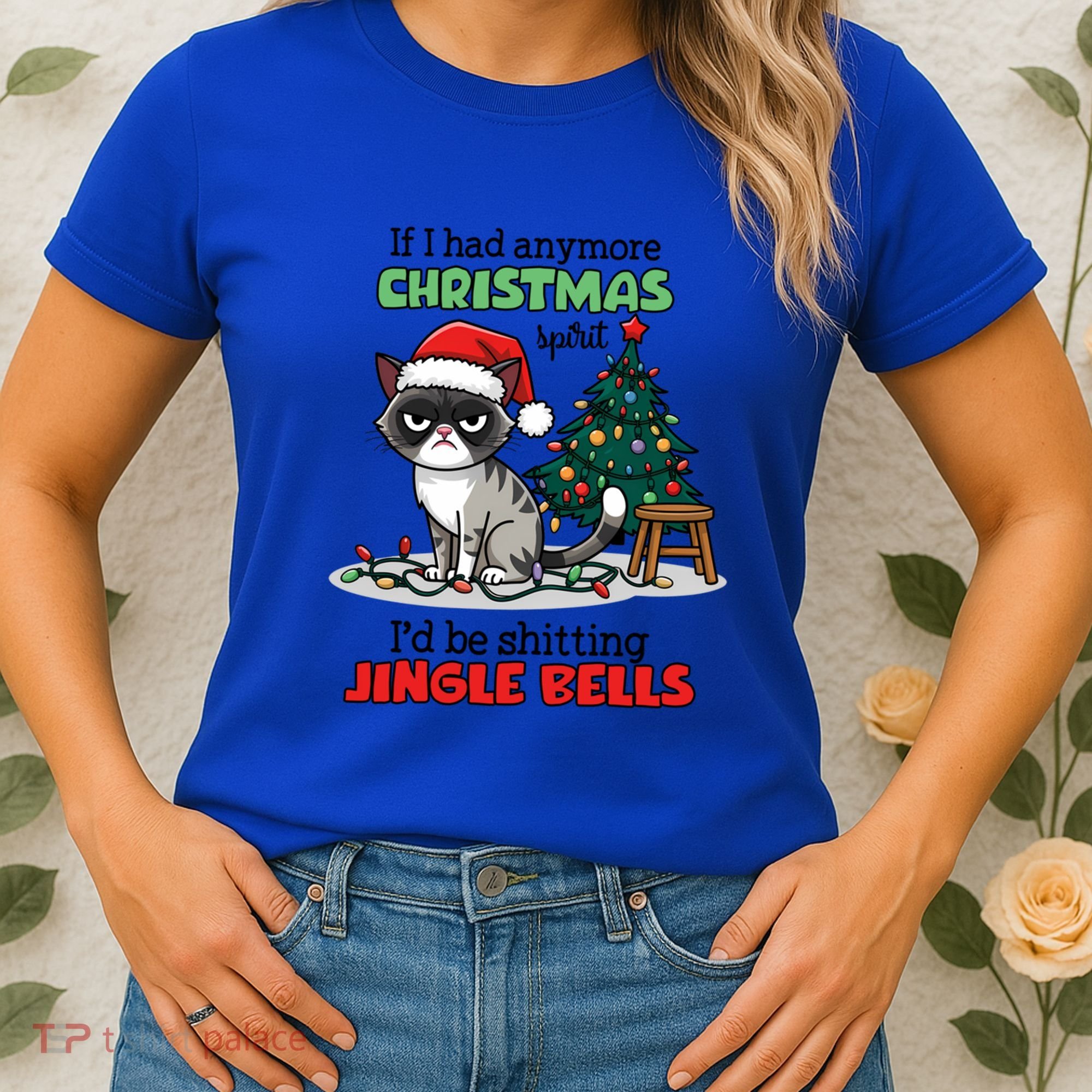 Grumpy Christmas Cat Christmas Jingle Bells Holiday Gift Women's T-Shirt
