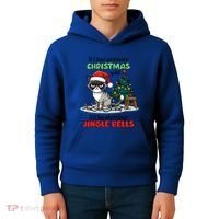 Grumpy Christmas Cat Christmas Jingle Bells Holiday Gift Kids Hoodie thumb 4