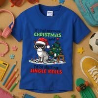 Grumpy Christmas Cat Christmas Jingle Bells Holiday Gift Kids T-Shirt thumb 3