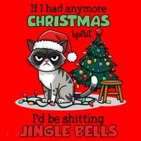 Grumpy Christmas Cat Christmas Jingle Bells Holiday Gift Santa Hat thumb 1