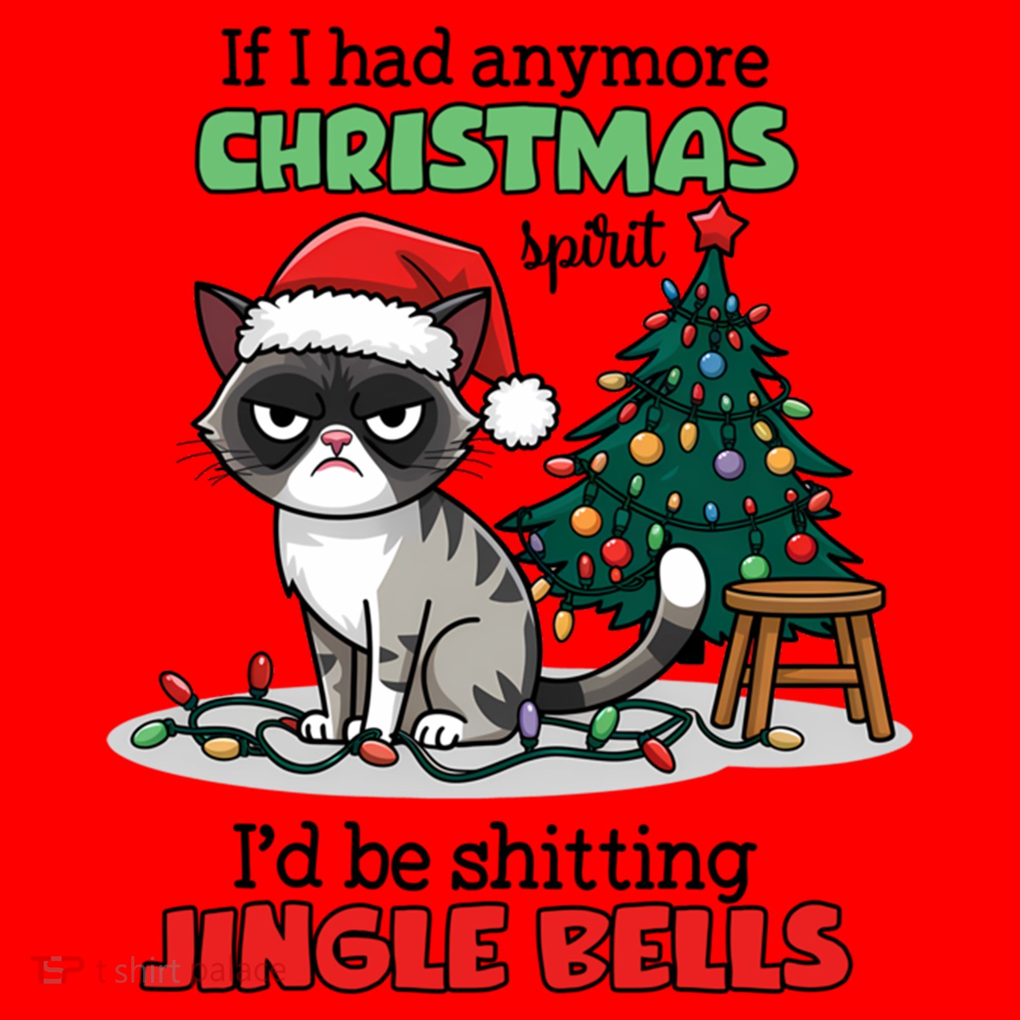 Grumpy Christmas Cat Christmas Jingle Bells Holiday Gift Santa Hat