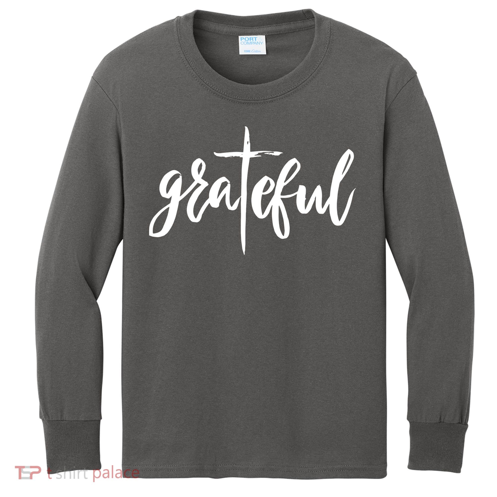Grateful Cross Christianity Kids Long Sleeve Shirt