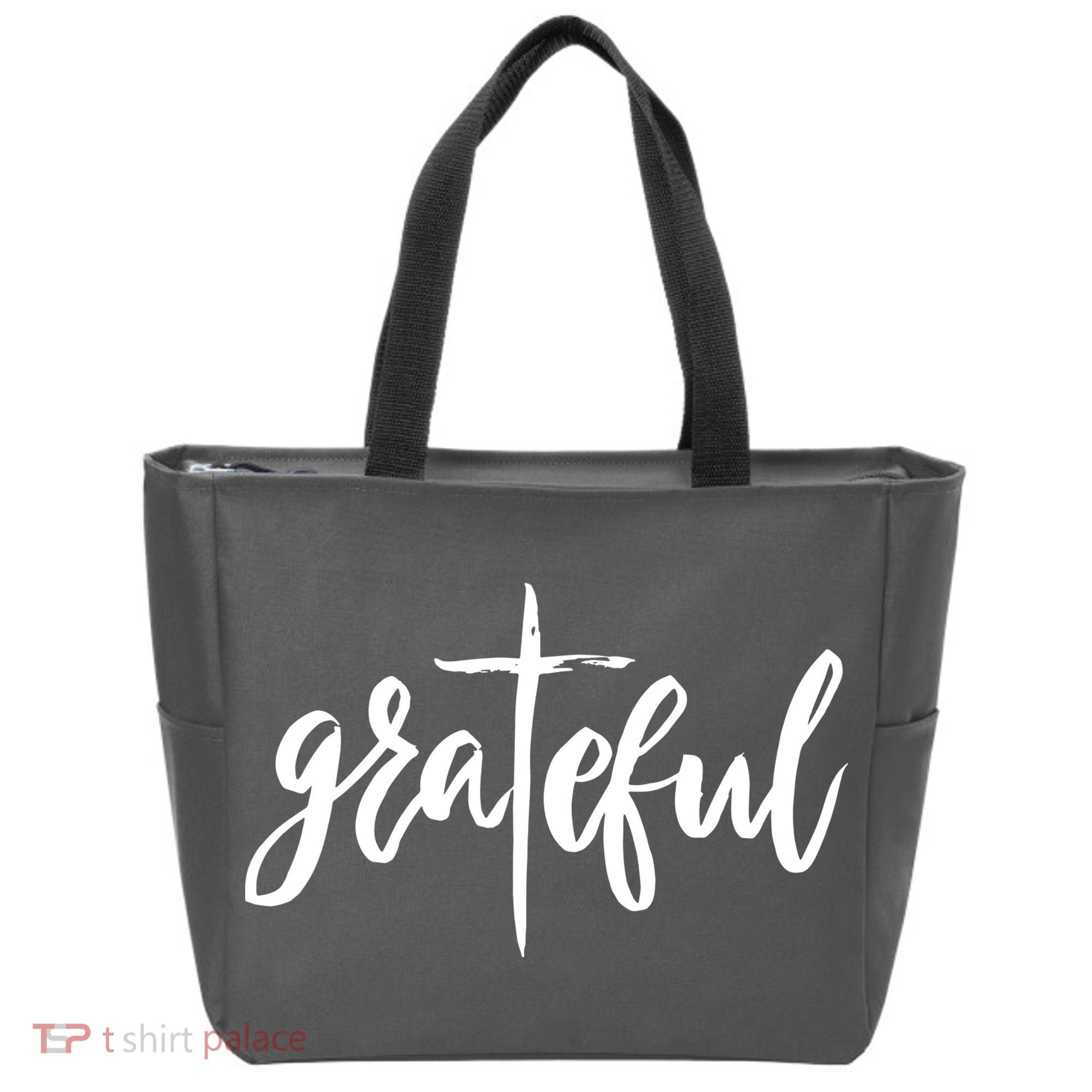 Grateful Cross Christianity Tote Bag