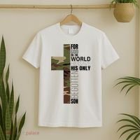 Green Camo Christian Cross Gifts John 316 Bible Verse T-Shirt thumb 2
