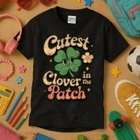 Girl Cutest Clover In The Patch Baby St Patricks Day Gift Kids T-Shirt thumb 3