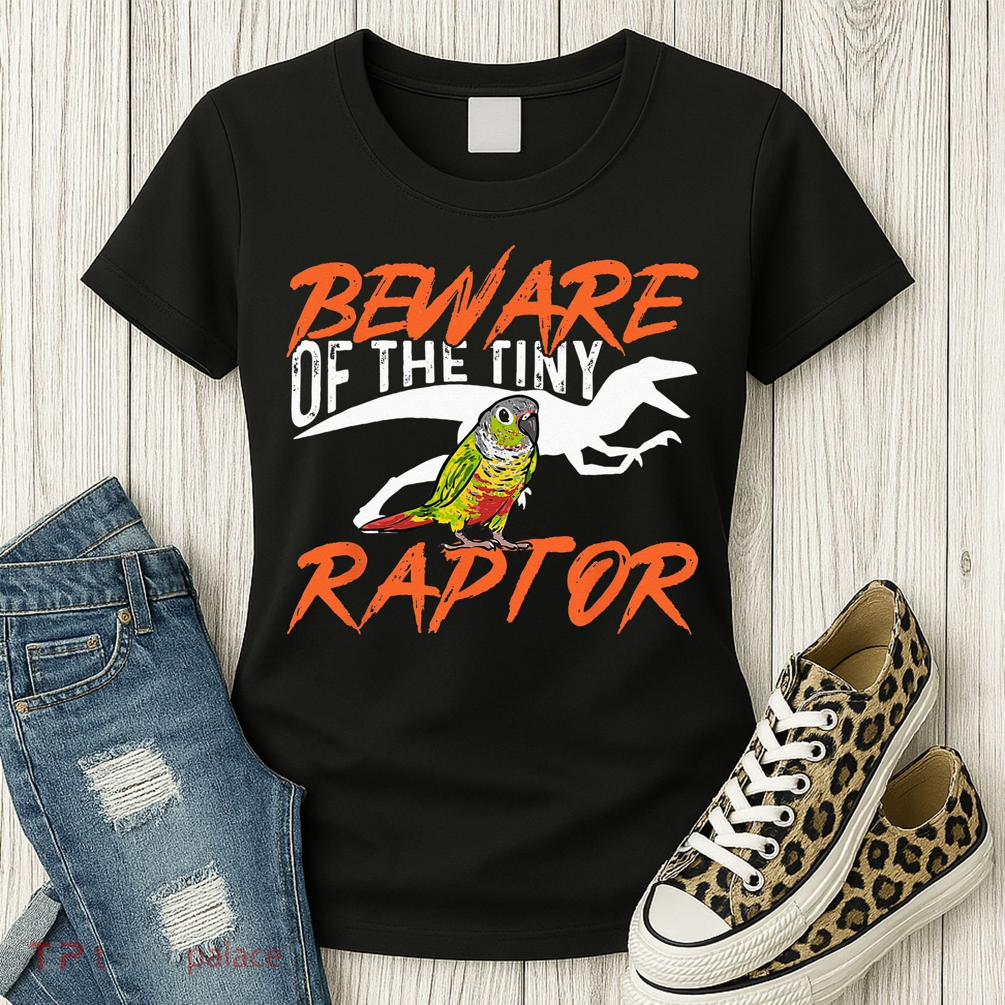 Green Cheek Conure Beware Of The Tiny Raptor Bird Conure Women's T-Shirt