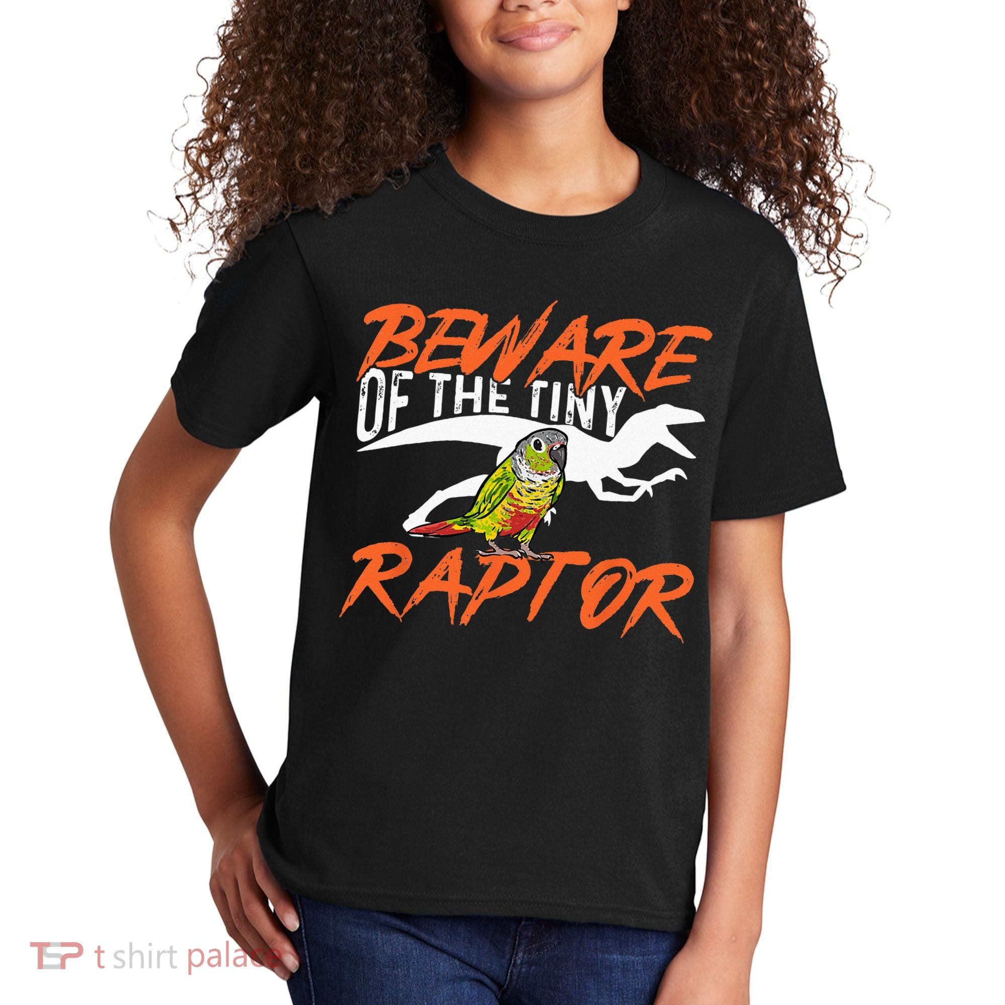 Green Cheek Conure Beware Of The Tiny Raptor Bird Conure Kids T-Shirt