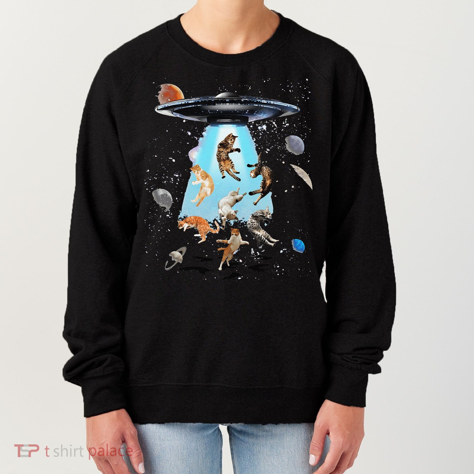 Galaxy Cat Cat UFO Funny Cat Cat Graphic Cat Owner Women's Sweatshirt