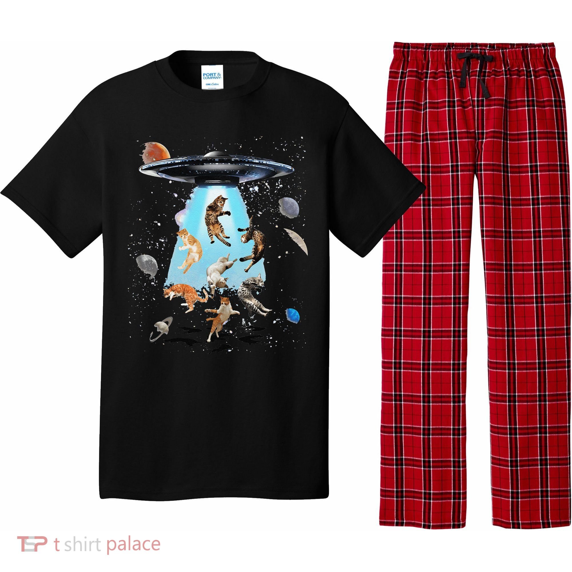 Galaxy Cat Cat UFO Funny Cat Cat Graphic Cat Owner Pajama Set