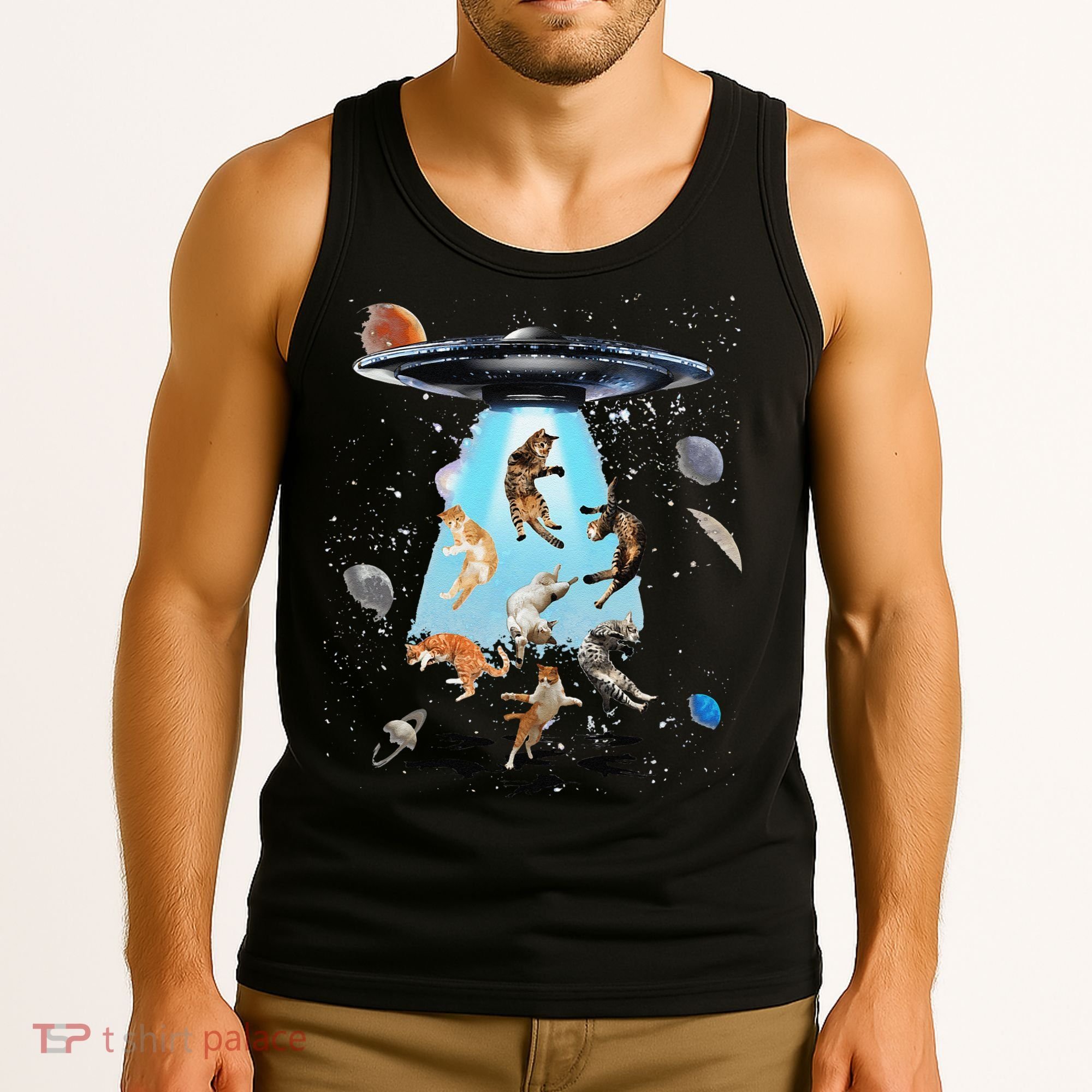 Galaxy Cat Cat UFO Funny Cat Cat Graphic Cat Owner Tank Top