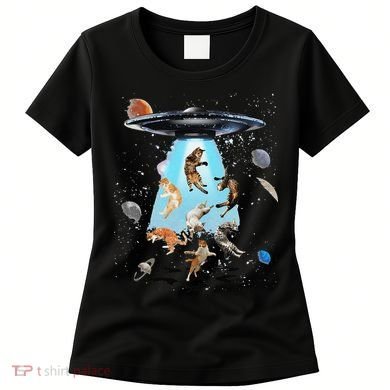 Galaxy Cat Cat UFO Funny Cat Cat Graphic Cat Owner Women's T-Shirt