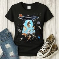 Galaxy Cat Cat UFO Funny Cat Cat Graphic Cat Owner Women's T-Shirt thumb 3
