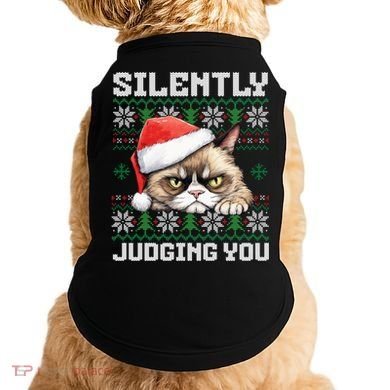 Grumpy Christmas Cat Ugly Silently Judging You Cat Gift Doggie Tank