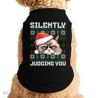 Grumpy Christmas Cat Ugly Silently Judging You Cat Gift Doggie Tank thumb 0