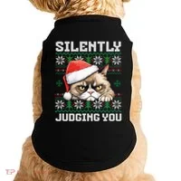 Grumpy Christmas Cat Ugly Silently Judging You Cat Gift Doggie Tank thumb 0