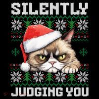 Grumpy Christmas Cat Ugly Silently Judging You Cat Gift USA-Made Doggie Bandana thumb 2