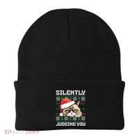 Grumpy Christmas Cat Ugly Silently Judging You Cat Gift Beanie thumb 0