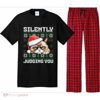 Grumpy Christmas Cat Ugly Silently Judging You Cat Gift Pajama Set thumb 0