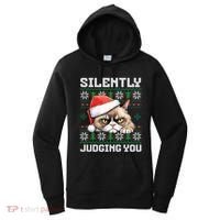 Grumpy Christmas Cat Ugly Silently Judging You Cat Gift Women's Hoodie thumb 0