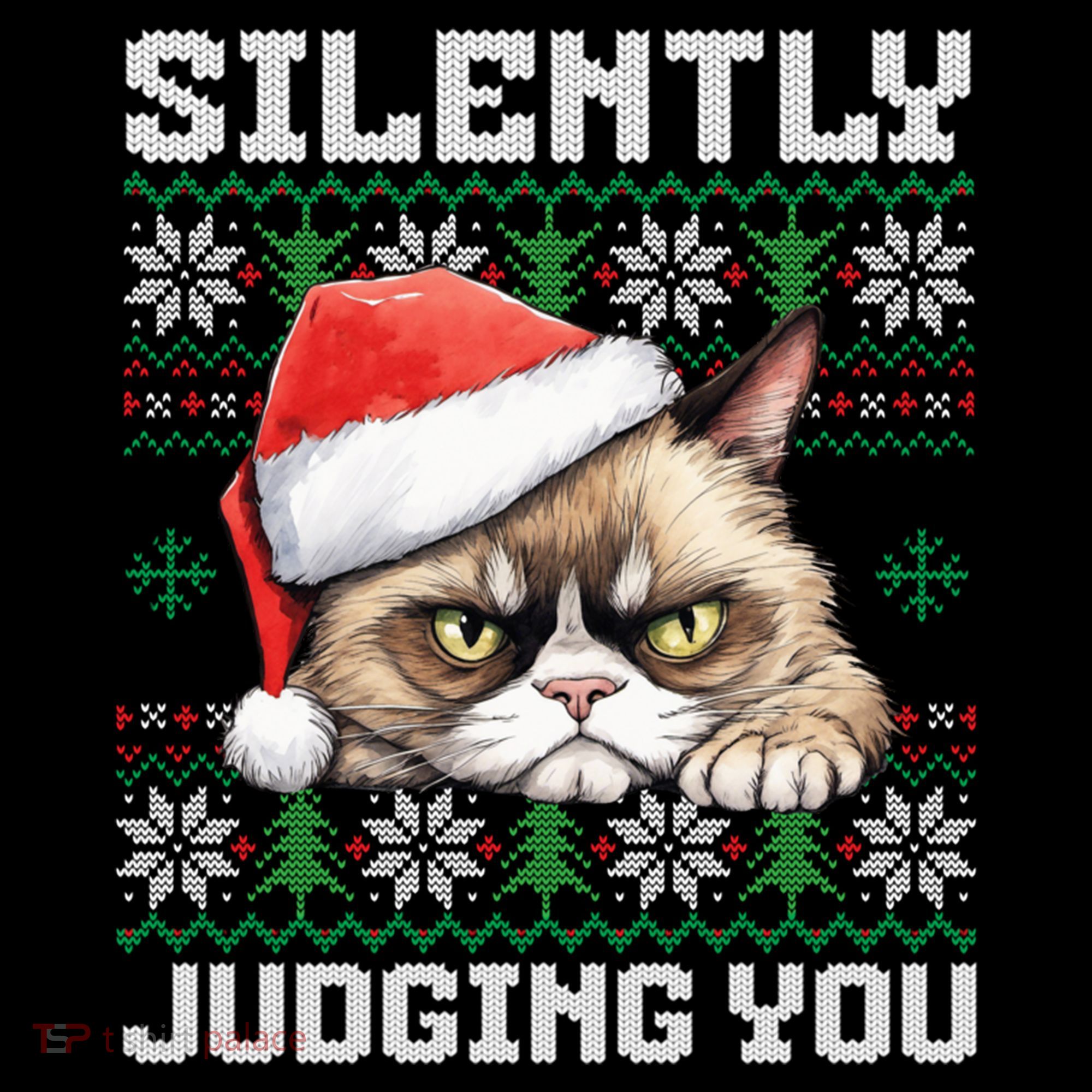 Grumpy Christmas Cat Ugly Silently Judging You Cat Gift Ornament