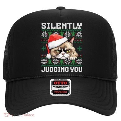 Grumpy Christmas Cat Ugly Silently Judging You Cat Gift Hat