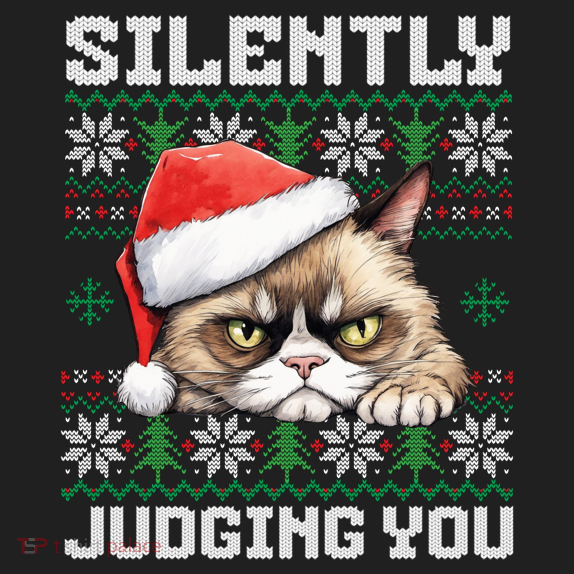 Grumpy Christmas Cat Ugly Silently Judging You Cat Gift Hat