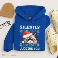 Grumpy Christmas Cat Ugly Silently Judging You Cat Gift Hoodie thumb 4