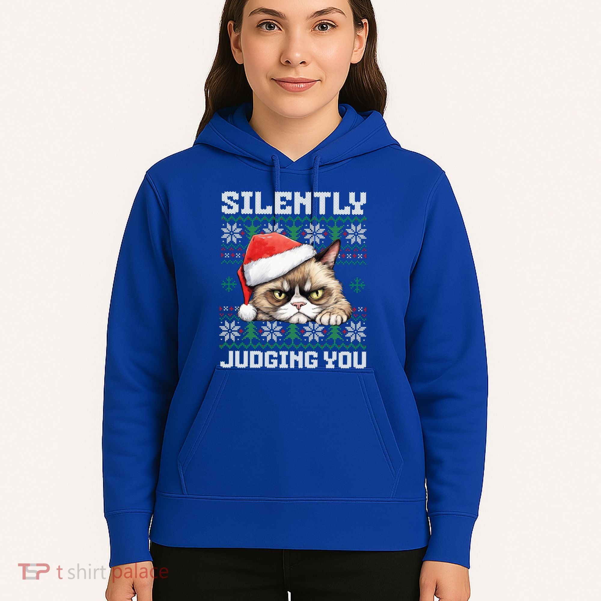 Grumpy Christmas Cat Ugly Silently Judging You Cat Gift Hoodie