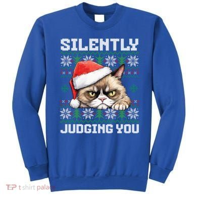 Grumpy Christmas Cat Ugly Silently Judging You Cat Gift Sweatshirt