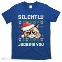 Grumpy Christmas Cat Ugly Silently Judging You Cat Gift T-Shirt thumb 0
