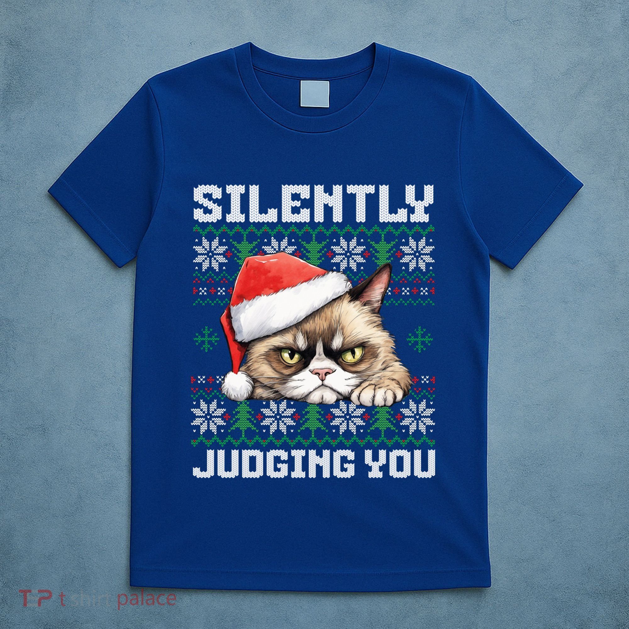 Grumpy Christmas Cat Ugly Silently Judging You Cat Gift T-Shirt