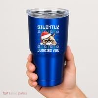 Grumpy Christmas Cat Ugly Silently Judging You Cat Gift Tumbler thumb 2