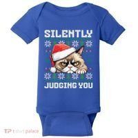 Grumpy Christmas Cat Ugly Silently Judging You Cat Gift Baby Bodysuit thumb 0
