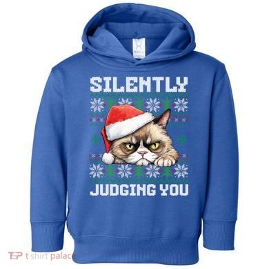 Grumpy Christmas Cat Ugly Silently Judging You Cat Gift Toddler Hoodie
