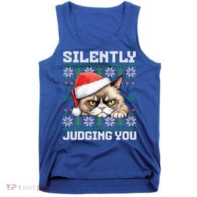 Grumpy Christmas Cat Ugly Silently Judging You Cat Gift Tank Top