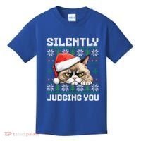 Grumpy Christmas Cat Ugly Silently Judging You Cat Gift Kids T-Shirt thumb 0