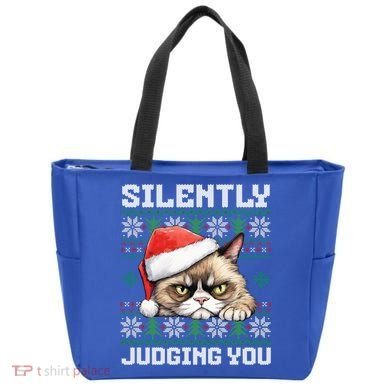 Grumpy Christmas Cat Ugly Silently Judging You Cat Gift Tote Bag