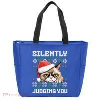 Grumpy Christmas Cat Ugly Silently Judging You Cat Gift Tote Bag thumb 0