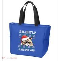 Grumpy Christmas Cat Ugly Silently Judging You Cat Gift Tote Bag thumb 3