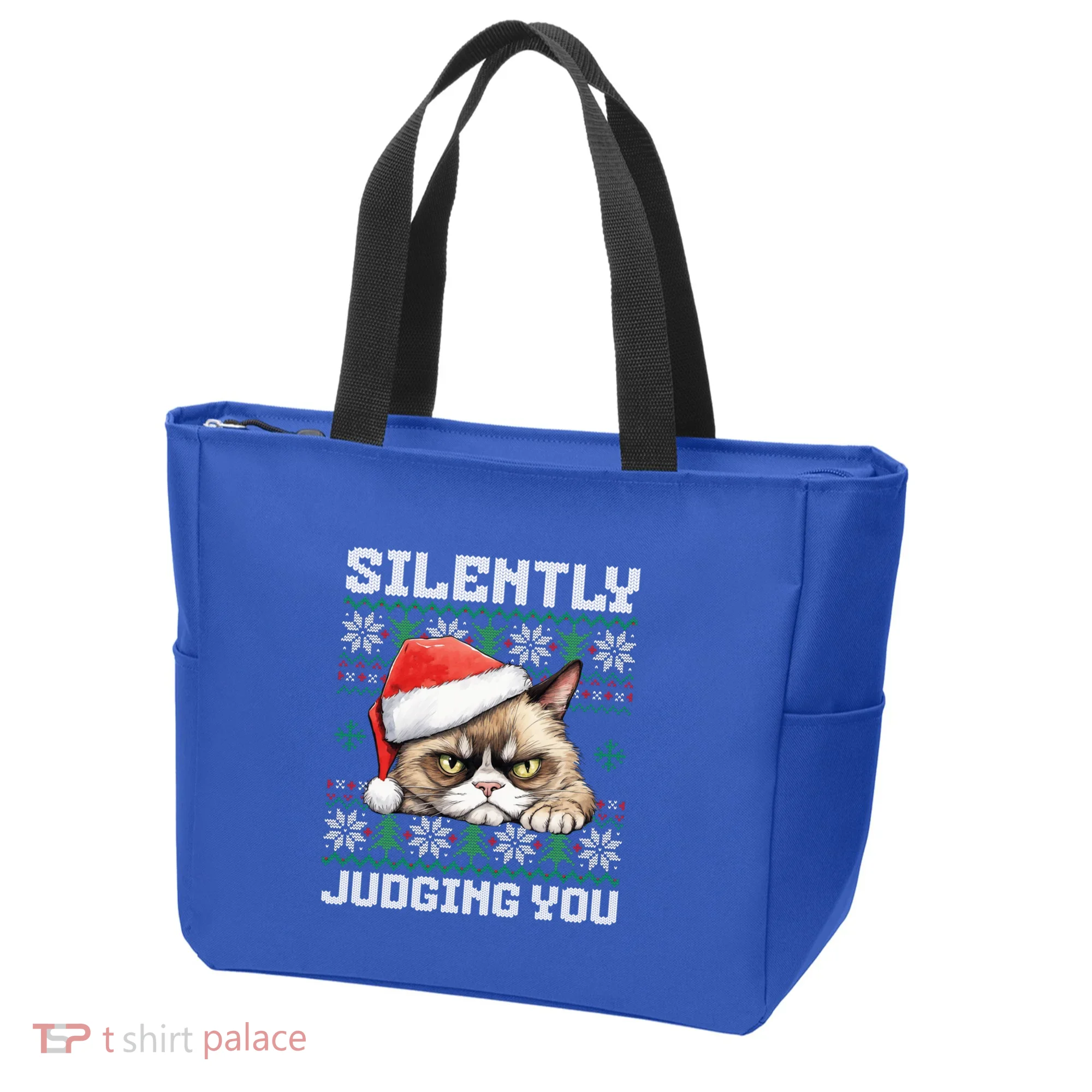 Grumpy Christmas Cat Ugly Silently Judging You Cat Gift Tote Bag