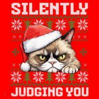 Grumpy Christmas Cat Ugly Silently Judging You Cat Gift Santa Hat thumb 1