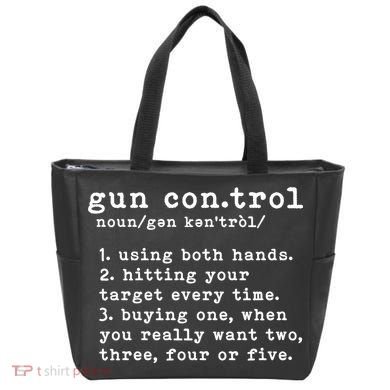 Gun Control Definition Funny Gun Owner Saying 2nd Amendment Tote Bag