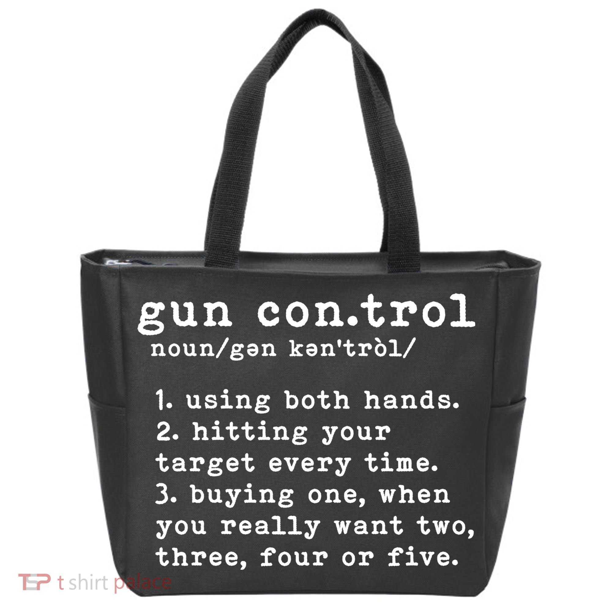 Gun Control Definition Funny Gun Owner Saying 2nd Amendment Tote Bag