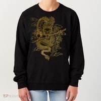 Gold Chinese Dragon With Black Background Women's Sweatshirt thumb 0