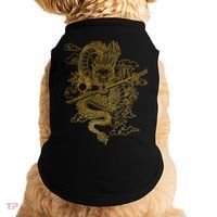 Gold Chinese Dragon With Black Background Doggie Tank thumb 0