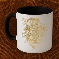 Gold Chinese Dragon With Black Background Coffee Mug thumb 2