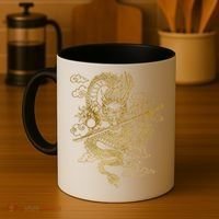 Gold Chinese Dragon With Black Background Coffee Mug thumb 4
