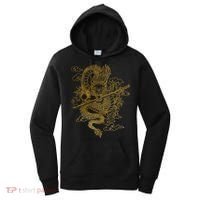 Gold Chinese Dragon With Black Background Women's Hoodie thumb 0