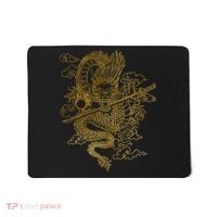 Gold Chinese Dragon With Black Background Mousepad thumb 0